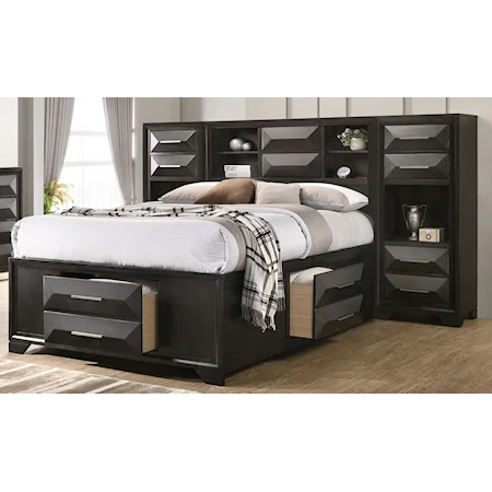 Casual Twin Pier Bed with Shelves and Storage Drawers